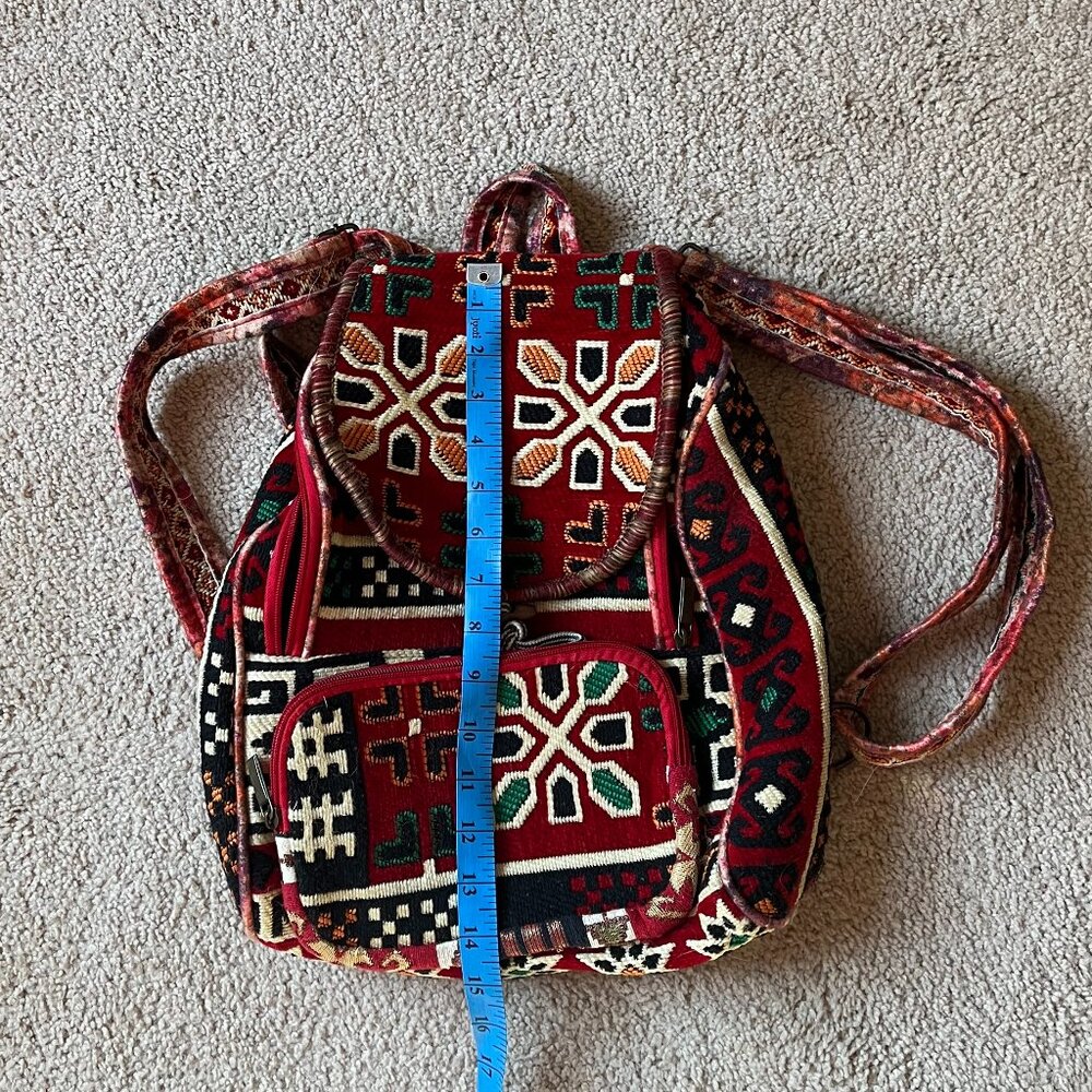 Woven *Tapestry* Backpack | Adjustable Straps | Very Unique | One of a Kind, EUC - Picture 5 of 16